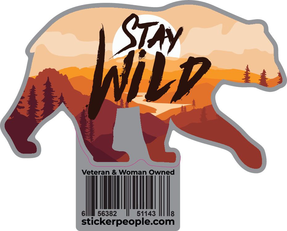 Sunset Bear Stay Wild Sticker
