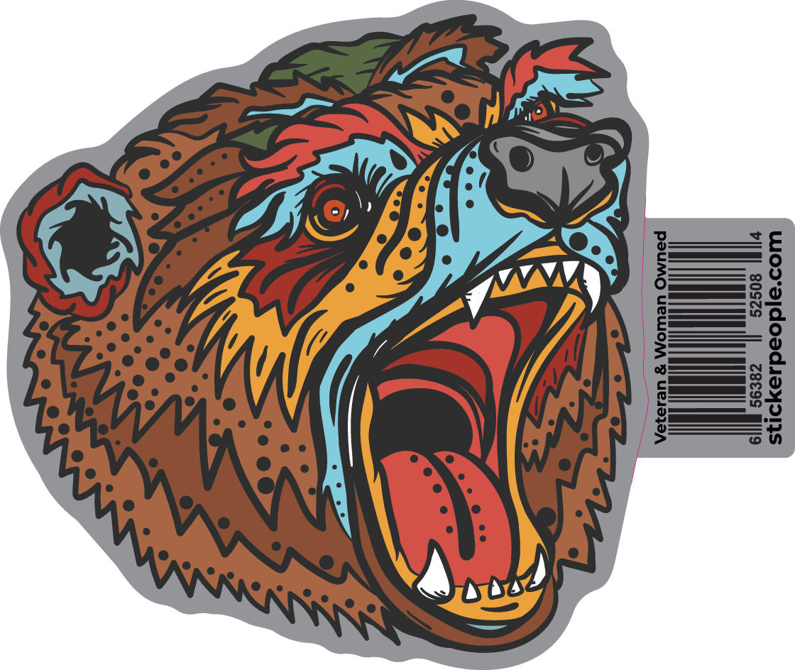 Painted Bear Face Open Mouth