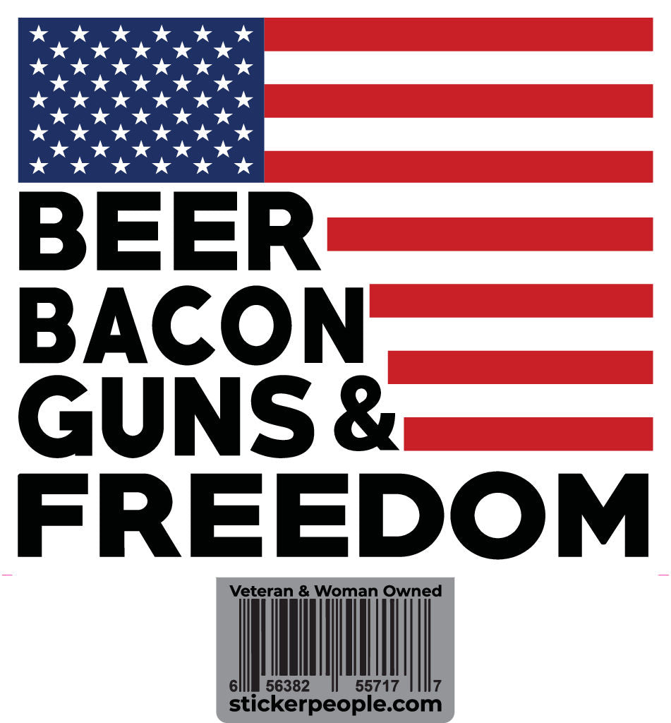 Beer, Bacon, Guns & Freedom Sticker Sticker People Sticker People