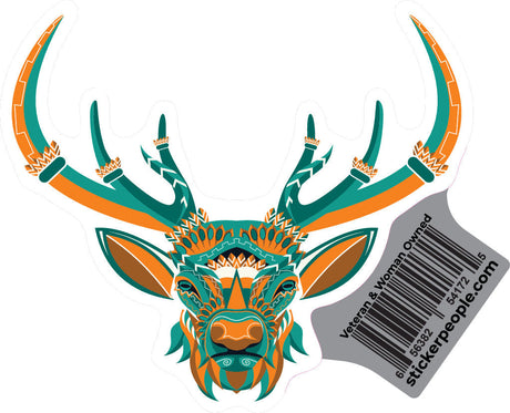 Orange and Green Painted Deer Head