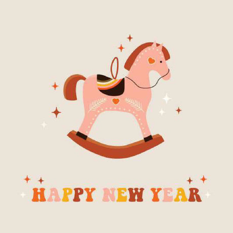 Happy New Year Rocking Horse Square