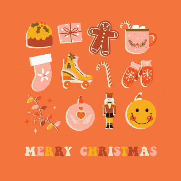 Merry Christmas Orange Doodles