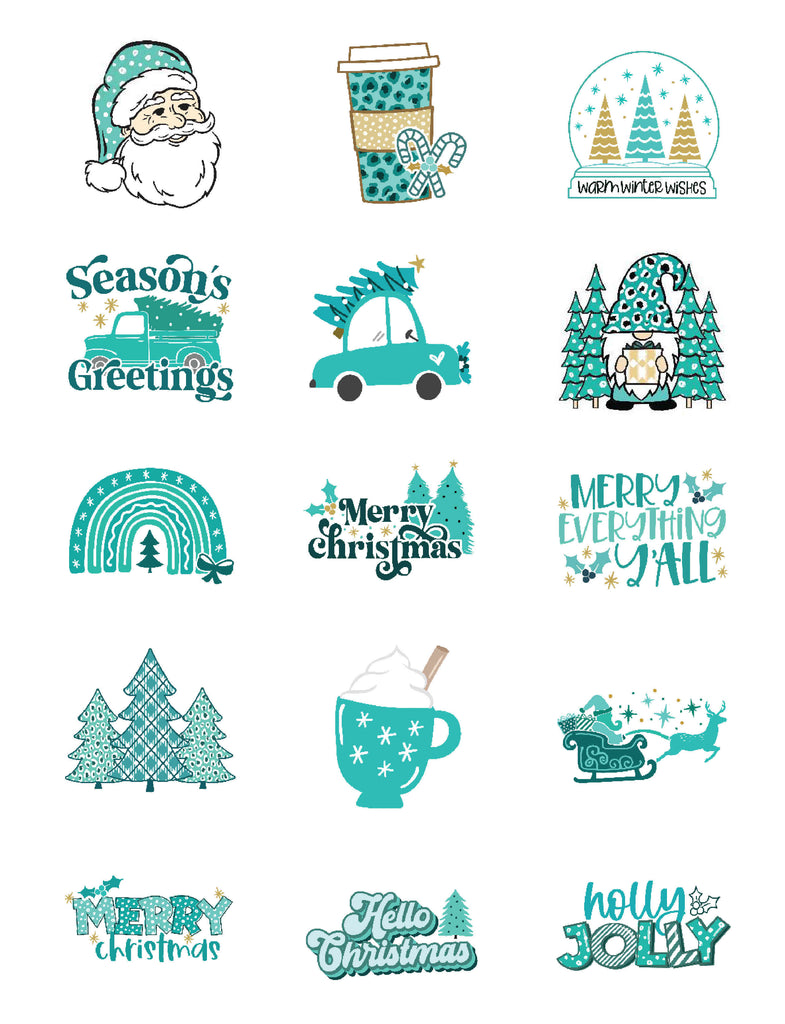Torquoise Christmas Stickers