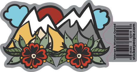 Mountains with Red Flowers