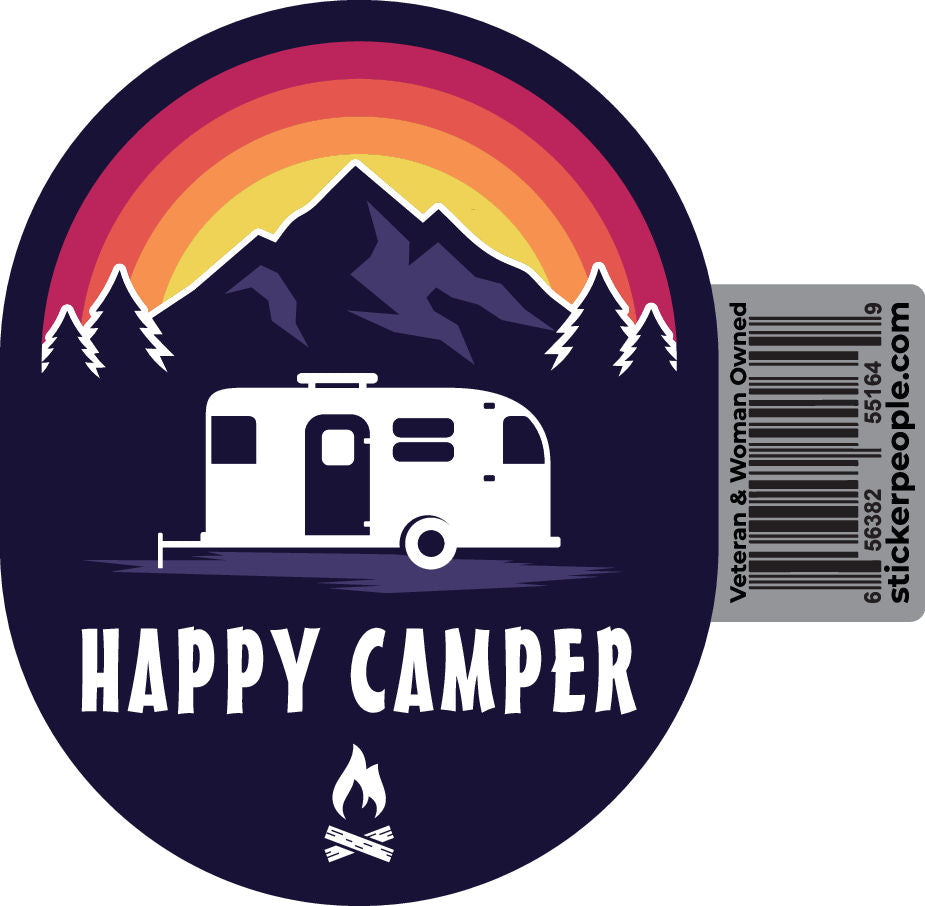 Happy Camper Oval | Oval Travel Stickers | Sticker People