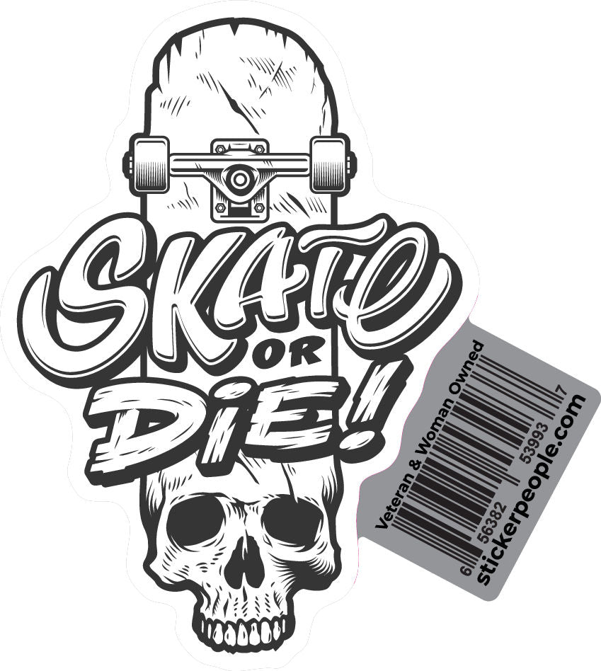 Skateboard Sticker Skate or Die Phrase Water-resistant Vinyl Decal