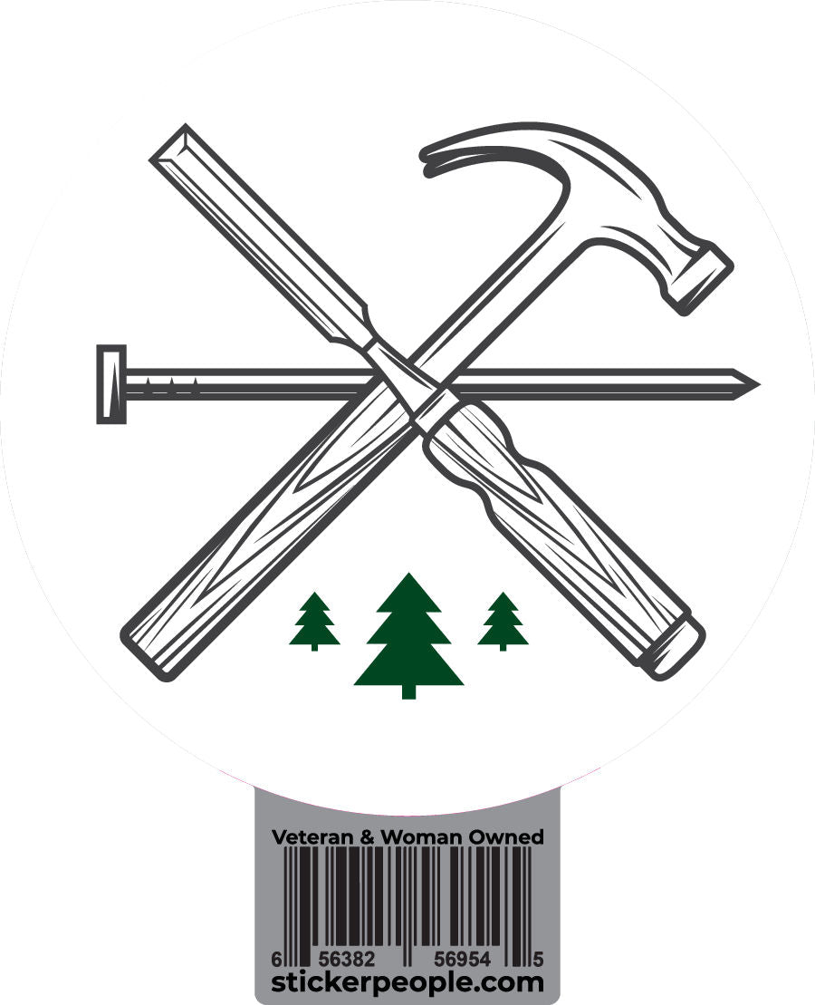 Carpenter Hammer and Nail Sticker | Sticker People
